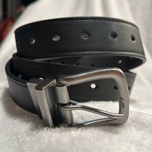 Unbranded Black Thick leather belt infinity silver  buckle, 53 " buckle to tip!